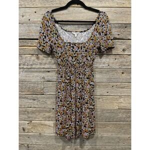 Miss Selfridge Women's Black Floral Milkmaid Dress Size‎ 4 Short Sleeve